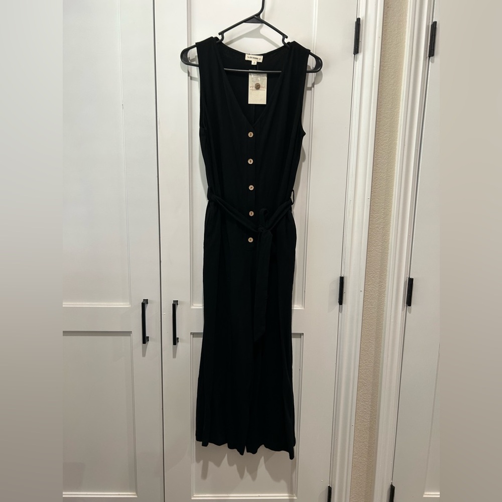 Linen Black Sleeveless Pant Romper